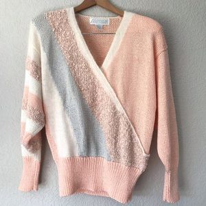 GORGEOUS detail Vintage V neck finely knit sweater